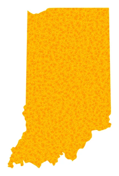 Gold Vector Map of Indiana State — 스톡 벡터