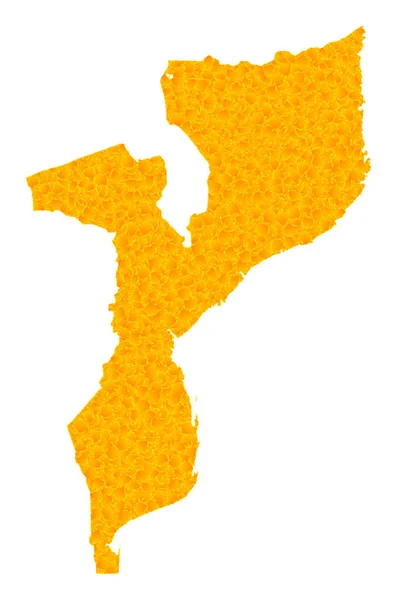 Gold Vector Mappa del Mozambico — Vettoriale Stock