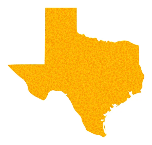Goldvektorkarte des Staates Texas — Stockvektor