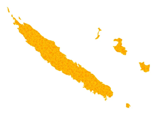 Guld vektor Karta över Nya Kaledonien — Stock vektor