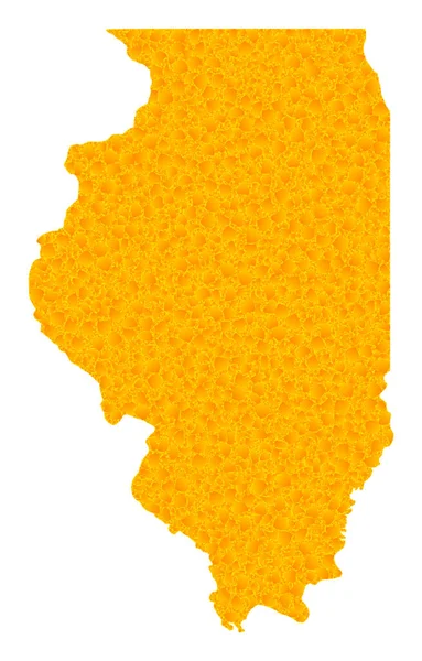 Goldvektorkarte des Staates Illinois — Stockvektor