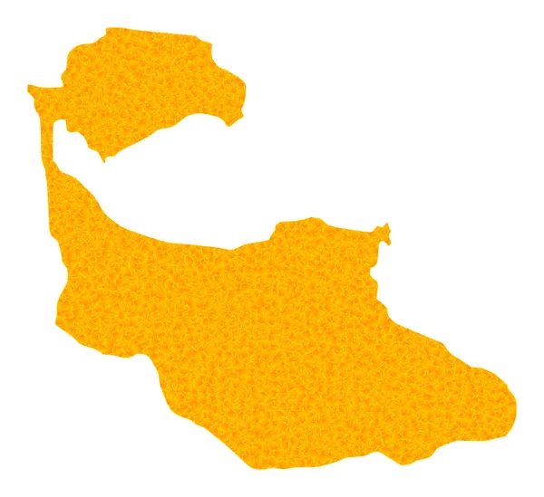 Złota Mapa Wektora wyspy Tiran — Wektor stockowy