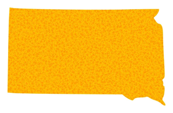 Mapa vectorial de oro del estado de Dakota del Sur — Vector de stock
