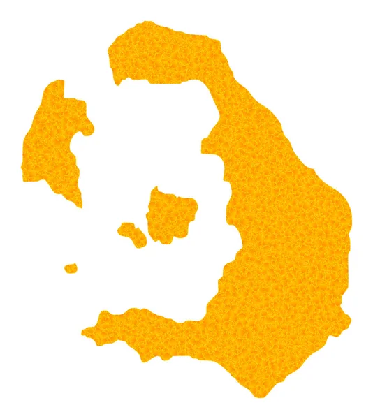 Gold Vector Map of Santorini Island — Stock Vector