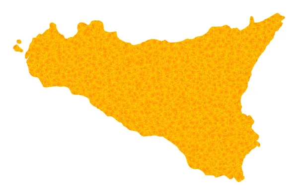 Goldvektorkarte der Insel Sizilien — Stockvektor