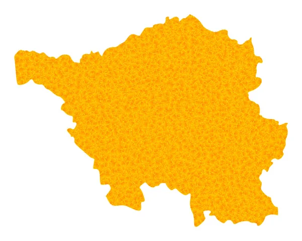 Mapa vectorial dorado del estado del Sarre — Vector de stock