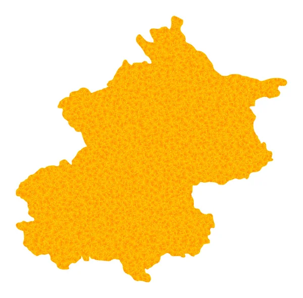 Carte vectorielle dorée de la municipalité de Beijing — Image vectorielle