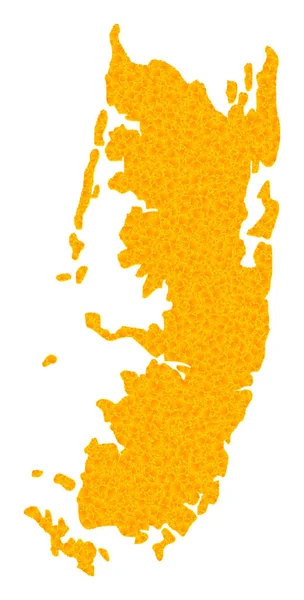 Golden Vector Karte der Insel Pemba — Stockvektor