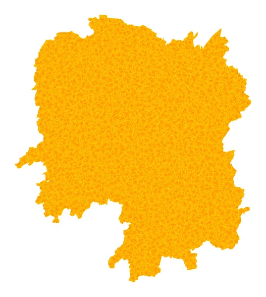Carte vectorielle dorée de la province du Hunan — Image vectorielle