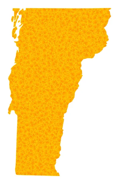 Złota Mapa Wektora stanu Vermont — Wektor stockowy