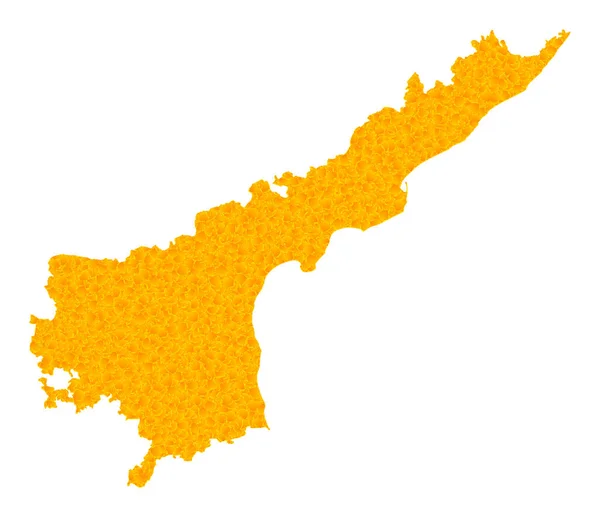 Andhra Pradesh Eyaletinin Altın Vektör Haritası — Stok Vektör