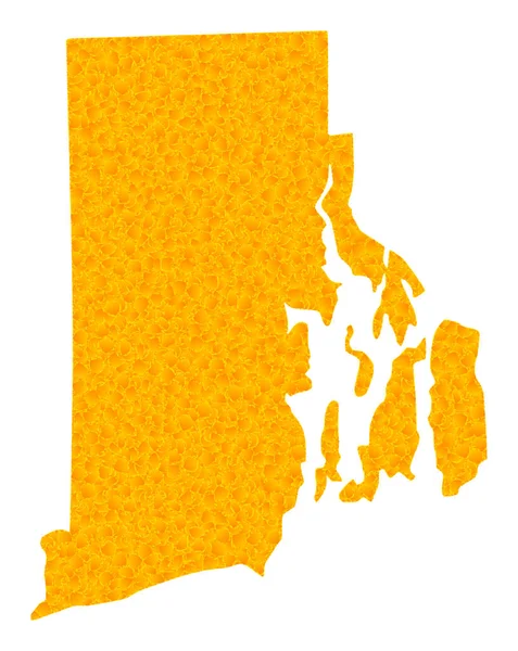 Golden Vector Karta över Rhode Island State — Stock vektor
