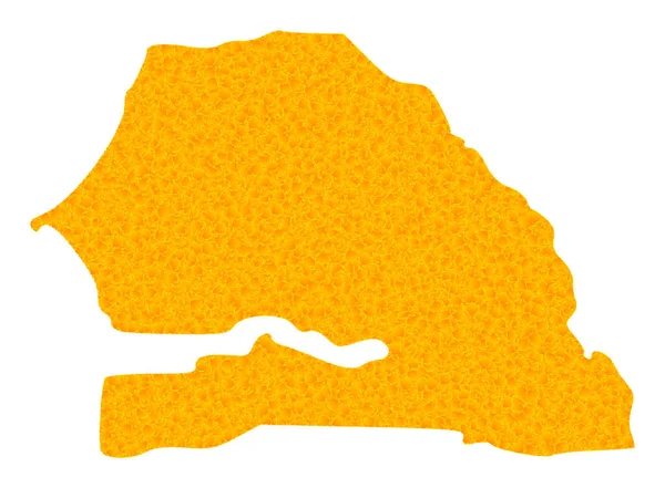 Gold Vector Mappa del Senegal — Vettoriale Stock