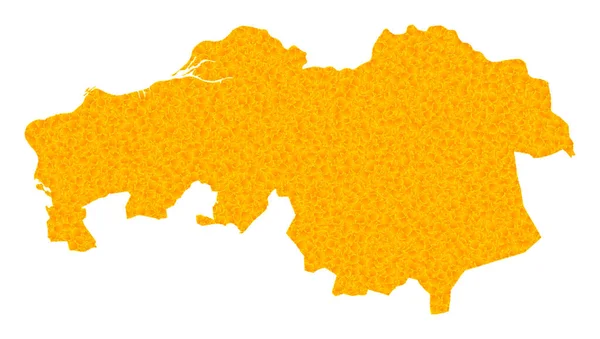 Zlatá vektorová mapa provincie Severní Brabant — Stockový vektor