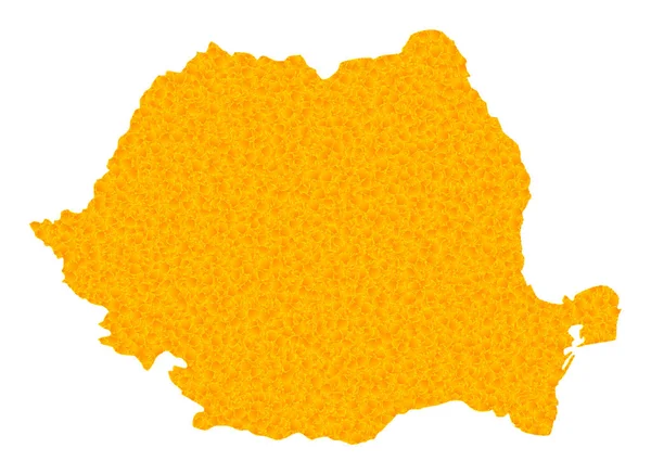 Gold Vector Map of Romania — Stock Vector