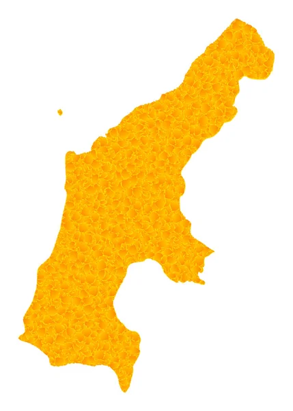 Carte vectorielle dorée de l'île Saipan — Image vectorielle