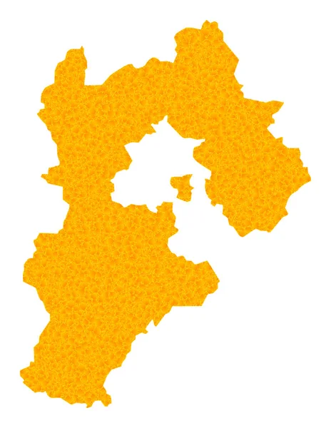 Carte vectorielle de l'or de la province du Hebei — Image vectorielle