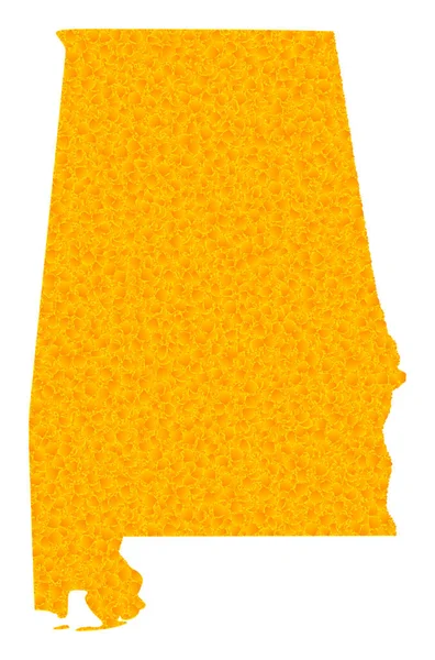 Golden Vector Map of Alabama State — Stock Vector