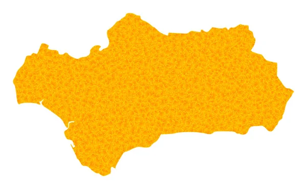 Guld Vektor Karta över Andalusien — Stock vektor
