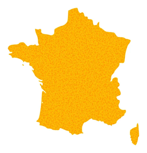 Goldene Vektorkarte von Frankreich — Stockvektor