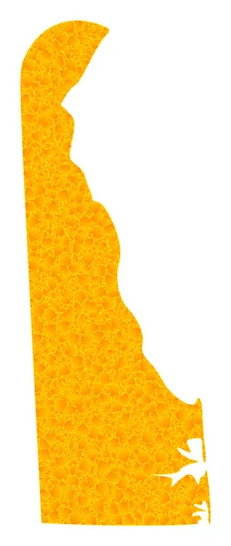 Mapa do Vetor de Ouro do Estado de Delaware —  Vetores de Stock