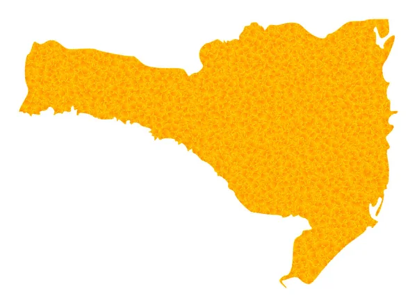Golden Vector Map of Santa Catarina State — Stockový vektor