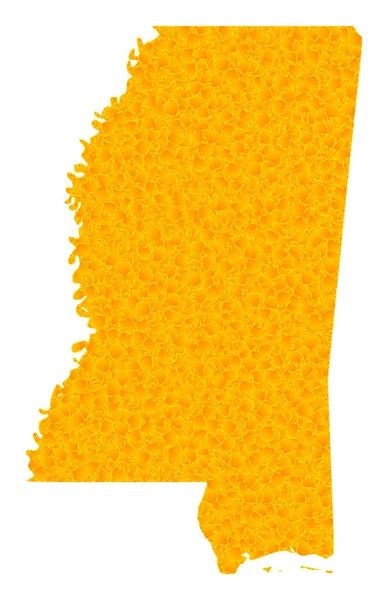 Mapa wektora złota stanu Mississippi — Wektor stockowy
