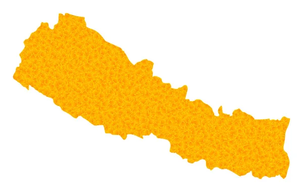 Gouden vectorkaart van Nepal — Stockvector