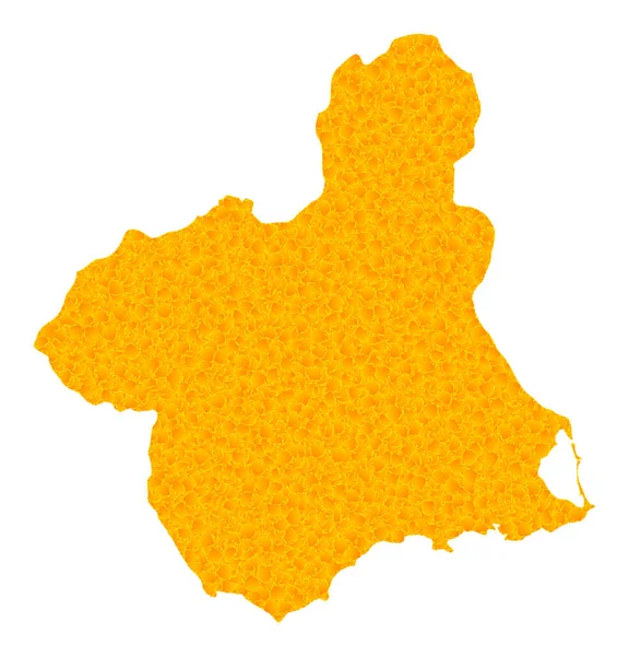 Carte vectorielle de l'or de la province de Murcie — Image vectorielle