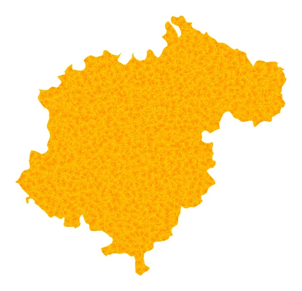 Guld vektor karta över Teruel provinsen — Stock vektor