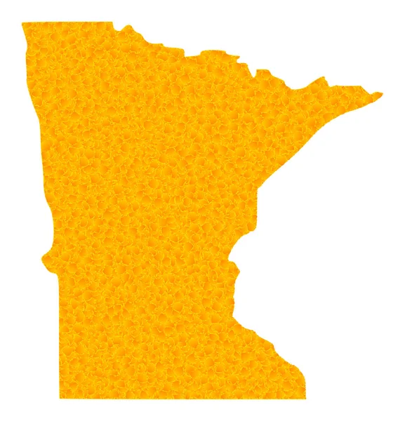 Mapa vectorial dorado del estado de Minnesota — Vector de stock