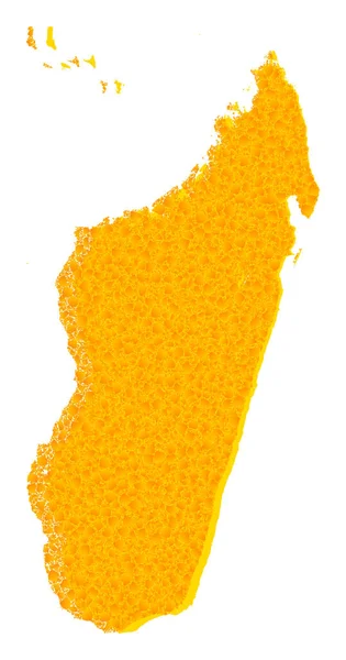 Golden Vector Kaart van Madagaskar Eiland — Stockvector