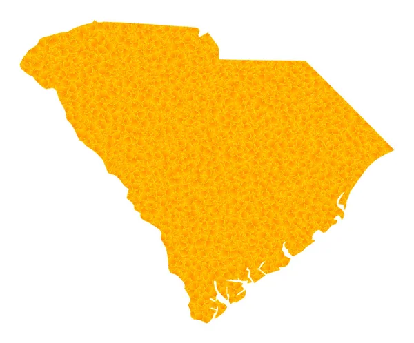 Golden Vector Karta över delstaten South Carolina — Stock vektor