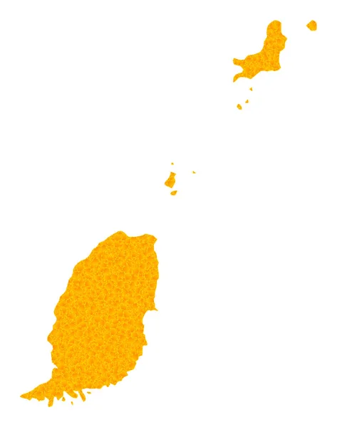 Złota Mapa Wektora Wysp Grenady — Wektor stockowy