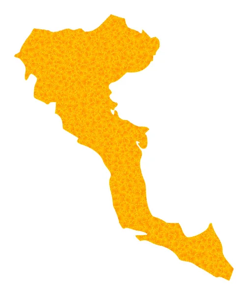 Korfu Adasının Altın Vektör Haritası — Stok Vektör