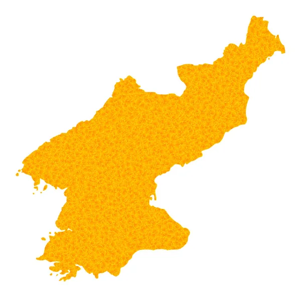 朝鲜的金色矢量地图 — 图库矢量图片