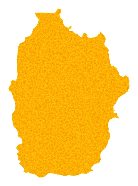 Gold Vector Map of Azores - Flores Island — Stockový vektor