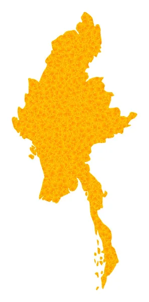 Χρυσός διανυσματικός χάρτης της Μιανμάρ — Διανυσματικό Αρχείο
