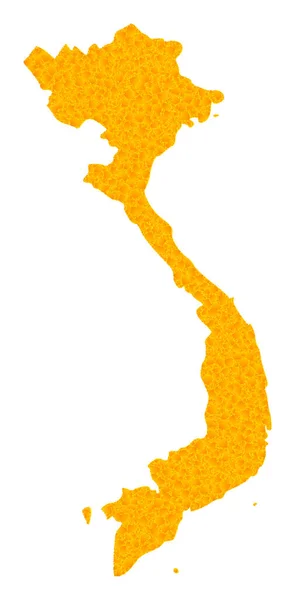 Gold Vector Map of Vietnam — 스톡 벡터