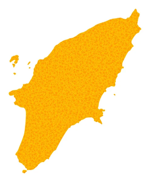 Carte vectorielle dorée de l'île de Rhodes — Image vectorielle