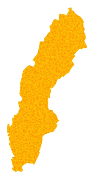 Golden Vector Karte von Schweden — Stockvektor