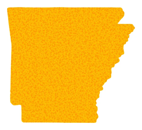 Mapa vectorial dorado del estado de Arkansas — Vector de stock