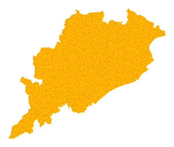Gold Vector Mapa do Estado de Orissa —  Vetores de Stock