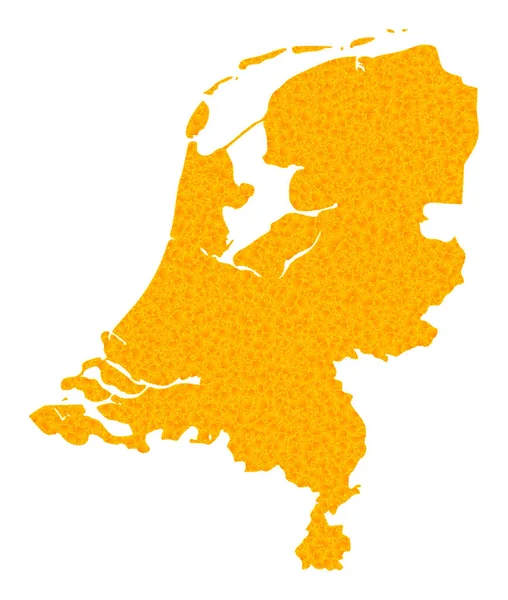 Gouden vectorkaart van Nederland — Stockvector