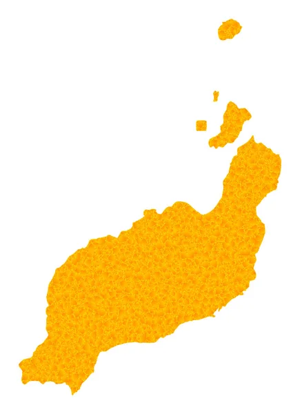 Carte vectorielle de l'or des îles Lanzarote — Image vectorielle
