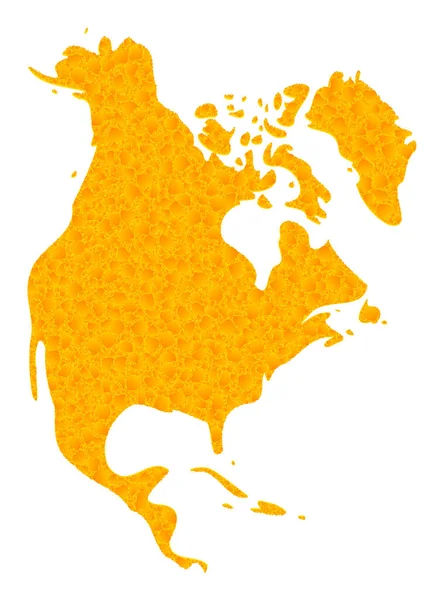 Zlatá vektorová mapa Severní Ameriky — Stockový vektor