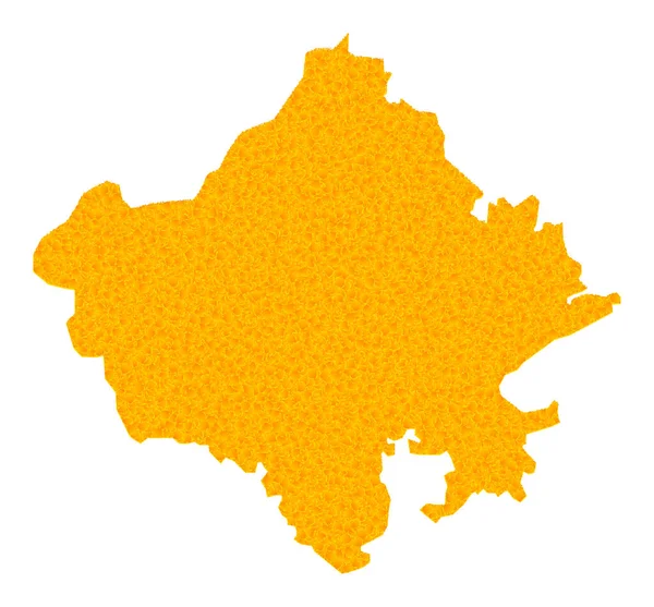 Mapa vetorial dourado do estado de Rajasthan — Vetor de Stock