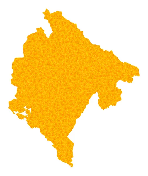 モンテネグロの黄金のベクトル地図 — ストックベクタ