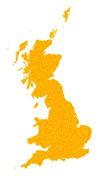 Gold Vector Map of Great Britain — Stock Vector