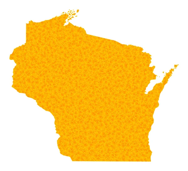 Golden Vector Karte des Bundesstaates Wisconsin — Stockvektor